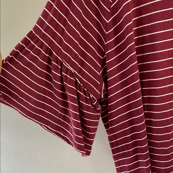 Chaps Burgundy Striped Blouse - Picture 3 of 12